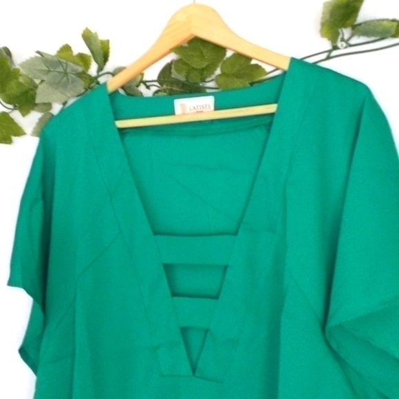 L"atiste by Amy Dress Blouse Work Top Casual Dress Blouse Size Small Green Flowy - Picture 3 of 4